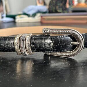 Brighton Classics Medium Black Belt with Mixed Metal Buckle